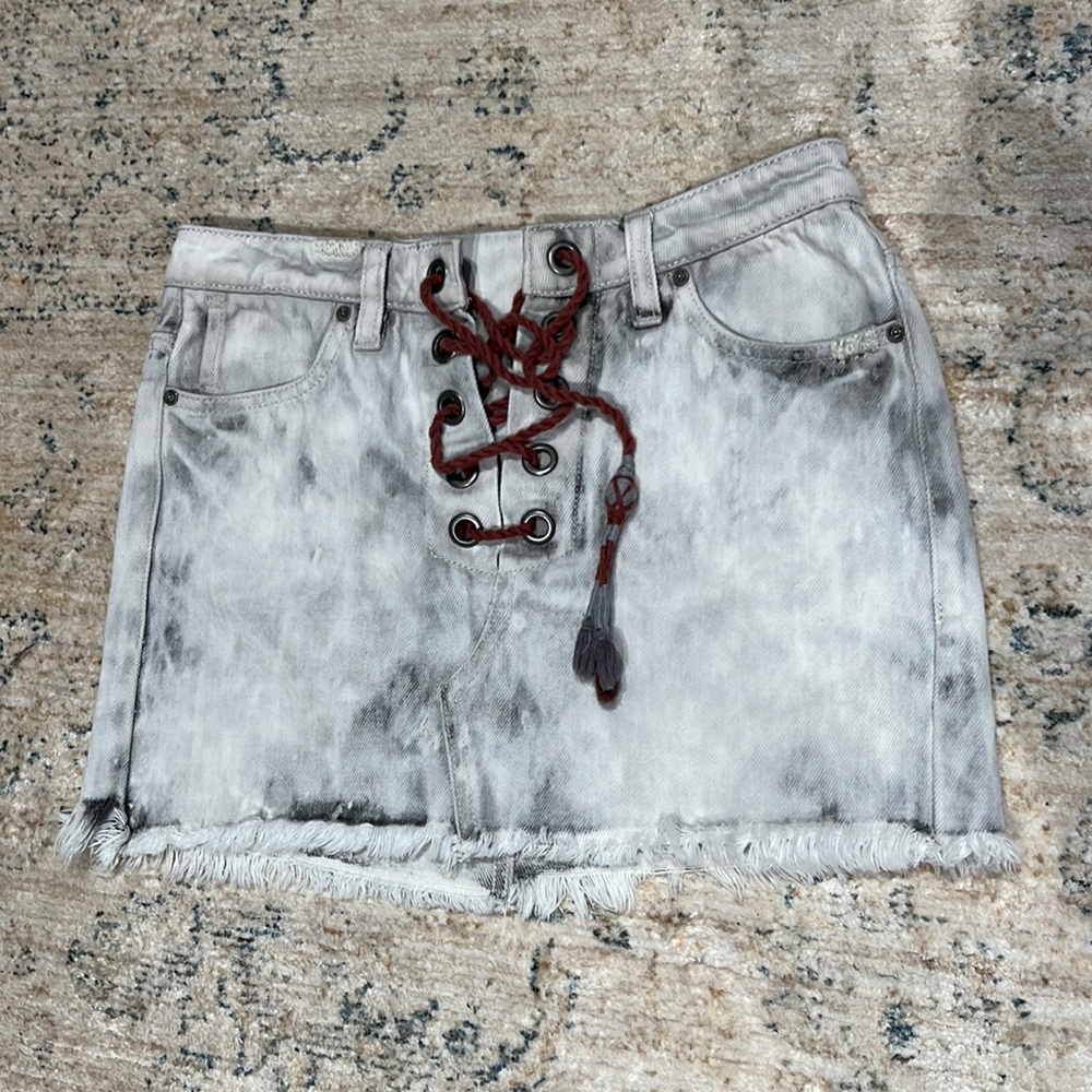 Acid Wash Denim Skirt